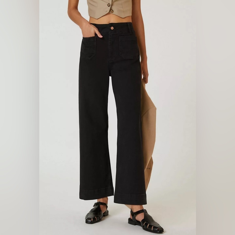 Anthropologie Pilcro The Skipper High Rise Cropped Vintage Black Denim Jeans - Picture 5 of 16
